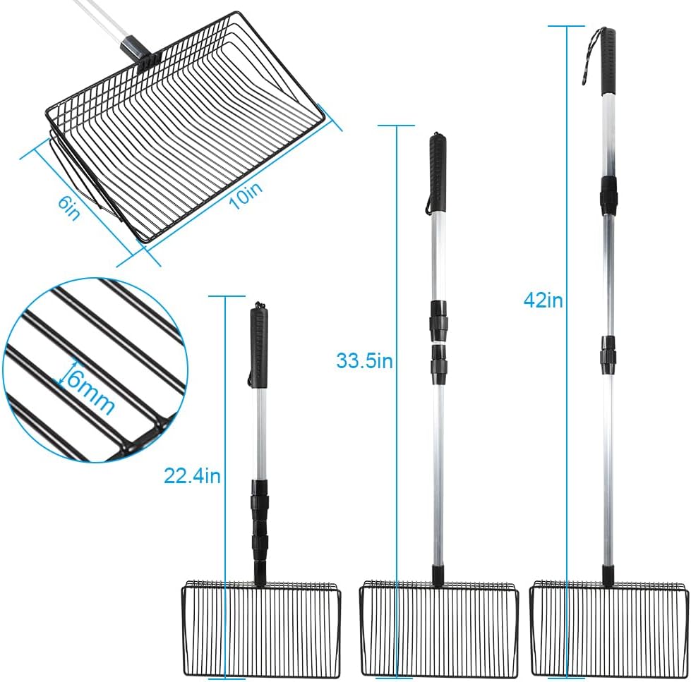 Kalekey Chicken(22.4 42 Inch), 10 Inch Large Chicken Poop Scooper, Stretchable Litter Scooper for to Detachable Heavy