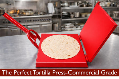 12" Commercial Steel Tortilla Press-Heavy Duty-Mexican Style Tortilla Maker-Red