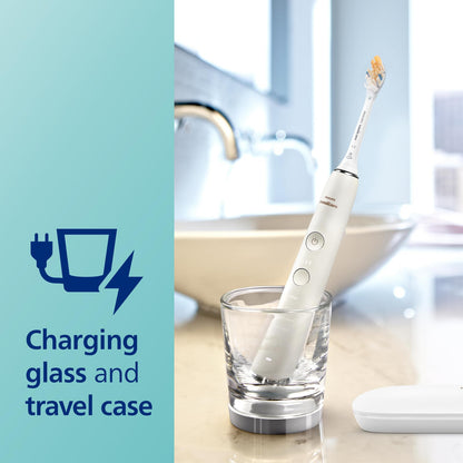 Philips Sonicare DiamondClean Smart 9300 Electric Toothbrush, Sonic Toothbrush with App, Pressure Sensor, Brush Head Detection, 4 Brushing Modes and 3 Intensity Levels, White, Model HX9903/05