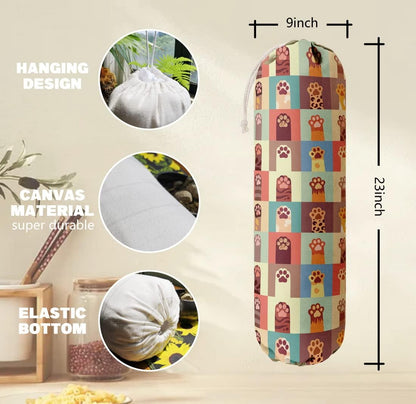 Cat Pattern Grocery Bags Holder, Wall Mount Organizer for Shopping Bags, Perfect for Pet Lovers' Home