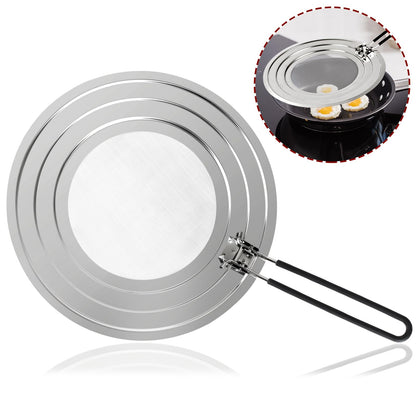 Stainless Steel Splatter Screen for Frying Pan - Grease Splatter Guard with Folding Handle - Cover Oil Splash from Bacon, Oil, or Deep Fryer - Food Strainer and Universal Cookware