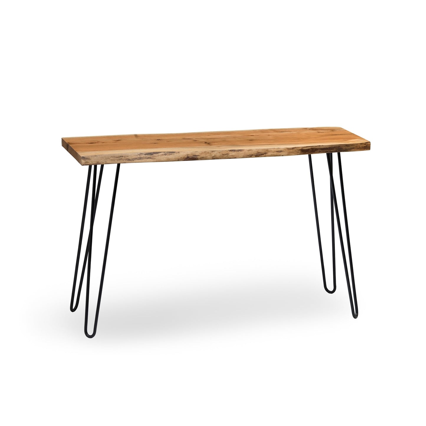 Alaterre Furniture Live Edge Wood Console Table with Hairpin Metal Legs – Rustic Solid Wood Sofa Table, Narrow Entryway Hallway Table, Industrial Farmhouse Media Console for Living Room (48 Inch)
