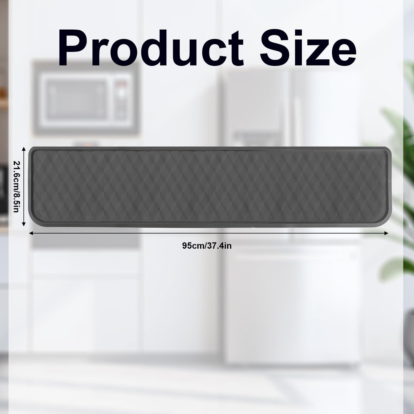 37.4x8.5in Refrigerator Spill Mat, Silicone Under Refrigerator Floor Protector Tray Drip Anti-Slip Appliance Water Mat Drip Catcher for Mini Fridge Washing Machine Wine Cabinet Dryer (Gray)