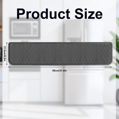 37.4x8.5in Refrigerator Spill Mat, Silicone Under Refrigerator Floor Protector Tray Drip Anti-Slip Appliance Water Mat Drip Catcher for Mini Fridge Washing Machine Wine Cabinet Dryer (Gray)