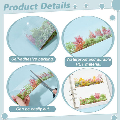 FREEBLOSS 8 Rolls PET Tape Set Self-Adhesive PET Tape Stickers Floral and Botanical Pattern Transparent Decorative Tapes Bulk for Scrapbook Crafts Notebook Album Gift Wrap, (2" Wide, 2M per Roll)