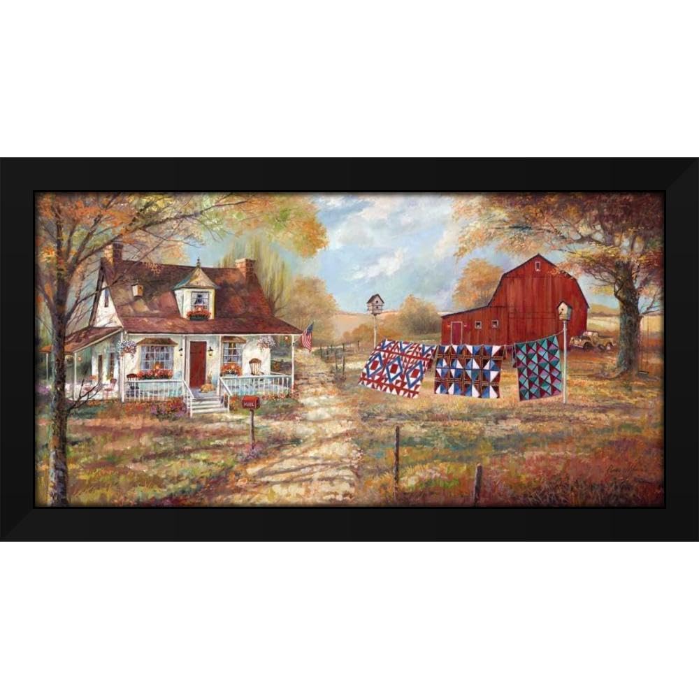 Manning, Ruane 48x24 Huge Black Modern Framed Canvas Art Print Titled: Afternoon Quilting