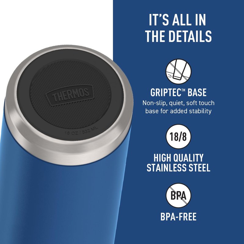 THERMOS ICON SERIES Water Bottle with Spout - 18 Ounce, Navy - Stainless Steel Vacuum Insulated Water Bottle with Lid