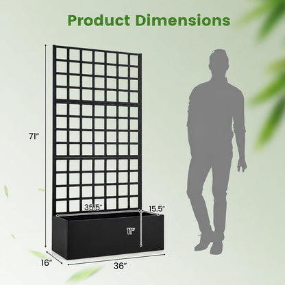 Giantex 2 Pack Metal Raised Garden Bed with Trellis, 71"x36"x16" Galvanized Planter Box w/Drainage Holes for Climbing Plants Vegetables Flowers, Outdoor Privacy Screen for Patio Backyard Balcony
