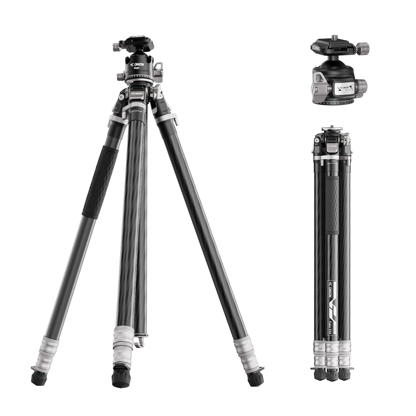 YC Onion Tako T23 Carbon Fiber Tripod with BC44 Ball Head I 10kg Load I One-Flip Quick Release I 1825mm Max Height I Dust-Proof Joints for Low-Angle/Macro Photography