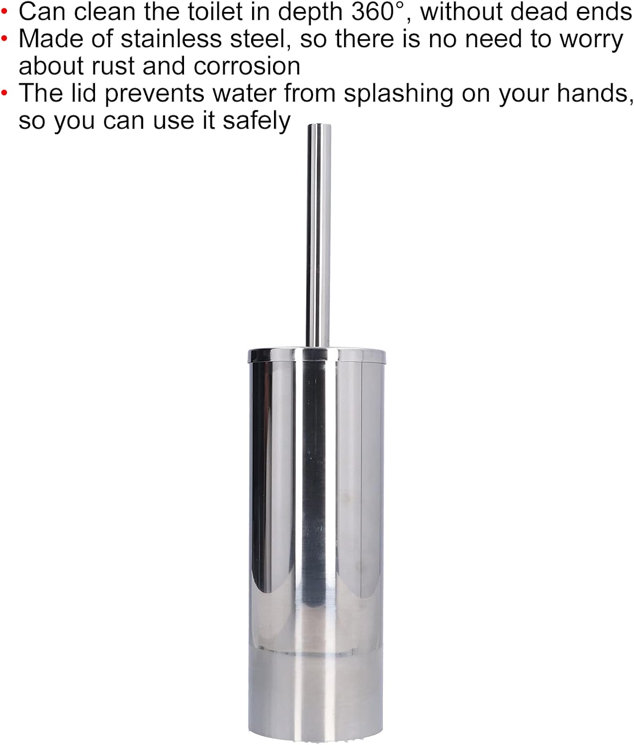 Toilet Brush and Holder Set, Stainless Steel Long Handle Toilet Bowl Cleaner, Soft Toilet Cleaning Brush (Silver)