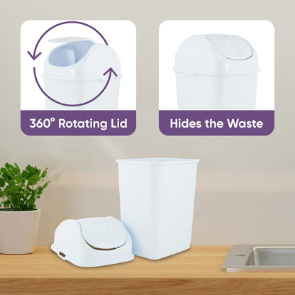 Superio Mini Desktop Trash Can, Portable Plastic Garbage Can for Countertop, Bathroom, Compact Waste Bin 5L
