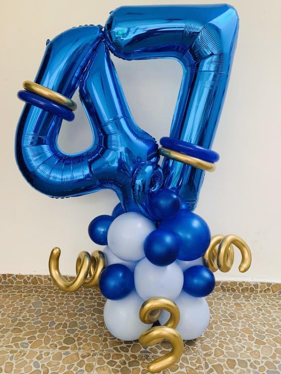 Metallic Blue Number 3 Balloon - 40 Inch 3rd Birthday Celebration Decor for Kids & Adults