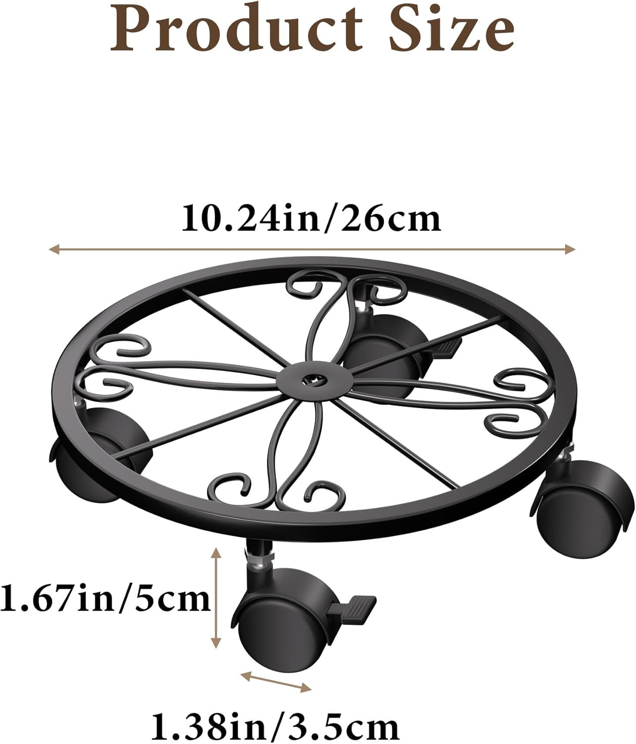 Chinpakden 10.24" 360 2 Pack. Plant Caddy with Wheels - Plant Stand with Wheels, Lockable Plant Rollers Plant Dolly