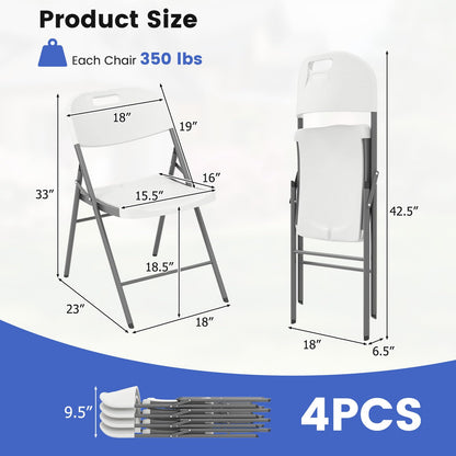 GOFLAME 12 Pack Folding Chairs, Heavy Duty Plastic Dining Chairs with Metal Frame, Portable Commercial Seats for Home Office, Indoor Outdoor Dining, Wedding, Party, Patio