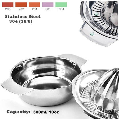 Citrus Lemon Orange Grapefruit Juicer Manual Squeezer 304 Stainless Steel Robust Hand Juicer Reamer Rotation Press with Strainer＆10oz Bowl, 2 Pour Spouts, Dishwasher Safe, Easy to Clean, Heavy Duty