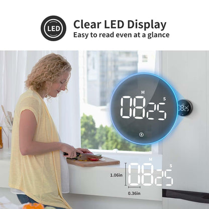 VOCOO Digital Kitchen Timer - Magnetic Countdown Countup Timer with Large LED Display Volume Adjustable, Easy for Cooking and for Seniors and Kids to Use (Space Grey)