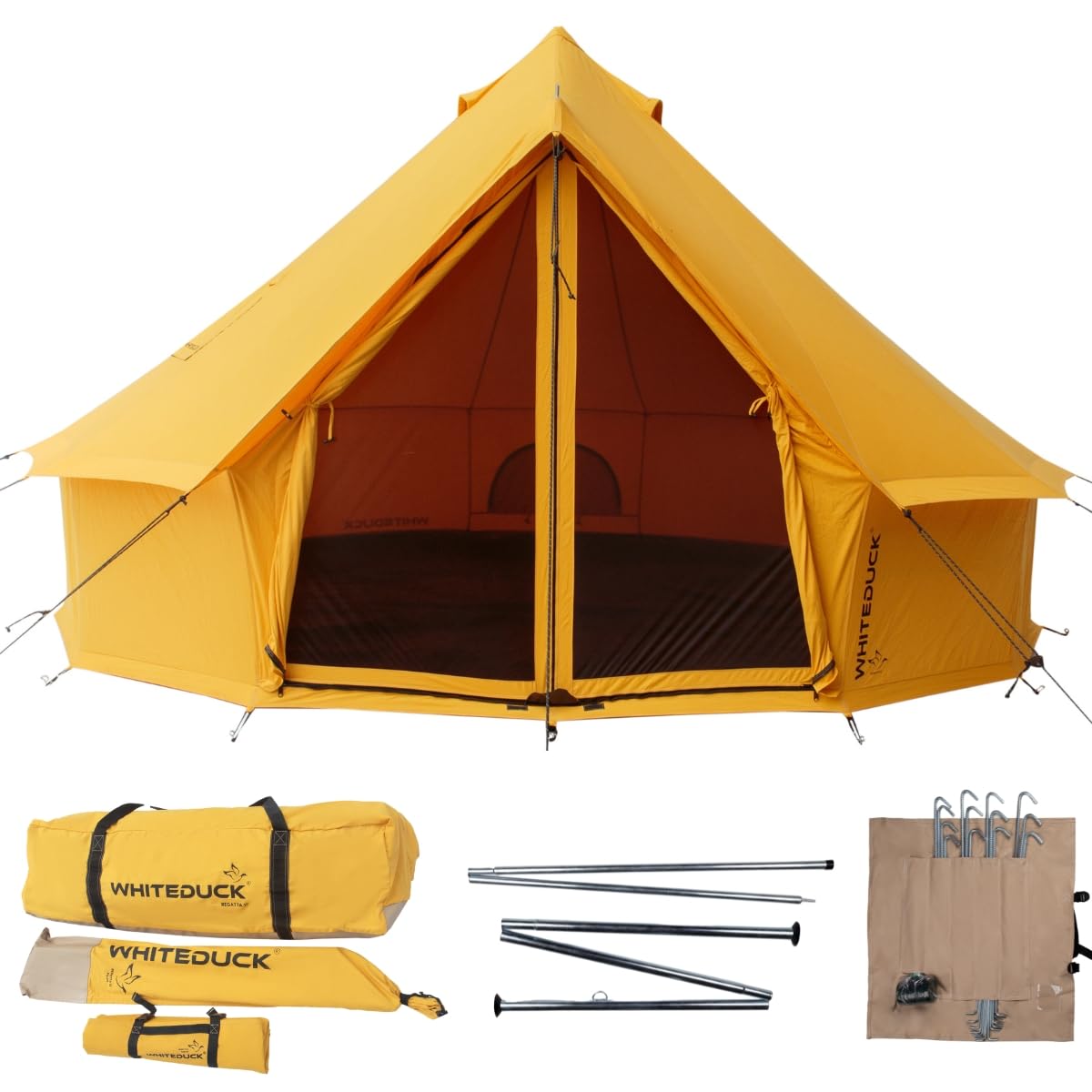 WHITEDUCK Regatta Canvas Bell Tent - w/StoveJack, Waterproof, 4 Season Luxury Camping and Glamping Yurt Tent Outdoor (16.5' (5M), Water Repellent, Tuscan Sun)