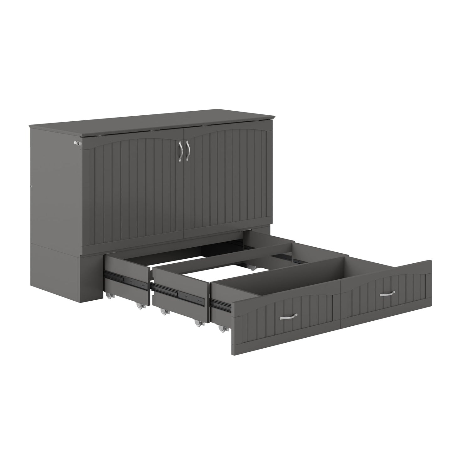 AFI, Aspen Mid-Century Modern Queen Solid Wood Murphy Bed Chest with Mattress in Grey
