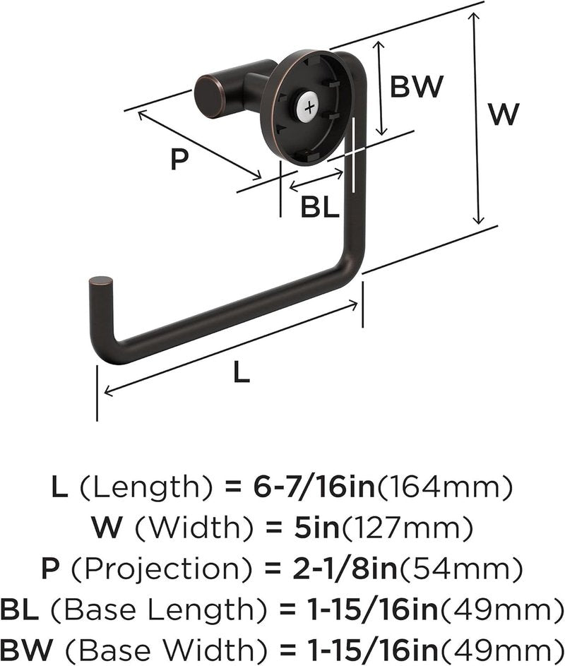 Amerock BH26541ORB | Oil Rubbed Bronze Towel Ring | 6-7/16 in (164 mm) Length Towel Holder | Arrondi | Hand Towel Holder for Bathroom Wall | Small Kitchen | Bath Accessories