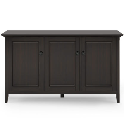 SIMPLIHOME Amherst 60-inch Wide Solid Wood 3-Door Storage Cabinet in Hickory Brown, Transitional-Style Buffet Sideboard for Living Room, Dining Room or Entryway