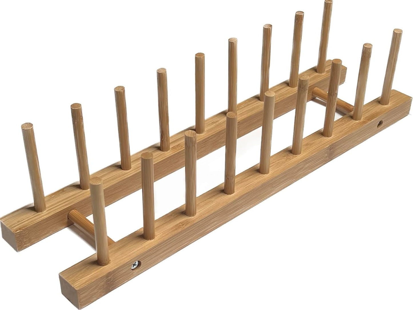 Brown Plate Wood Dish Drying Rack, Kitchen Countertop Plate Drainers, 17" x 4.5" x 4"