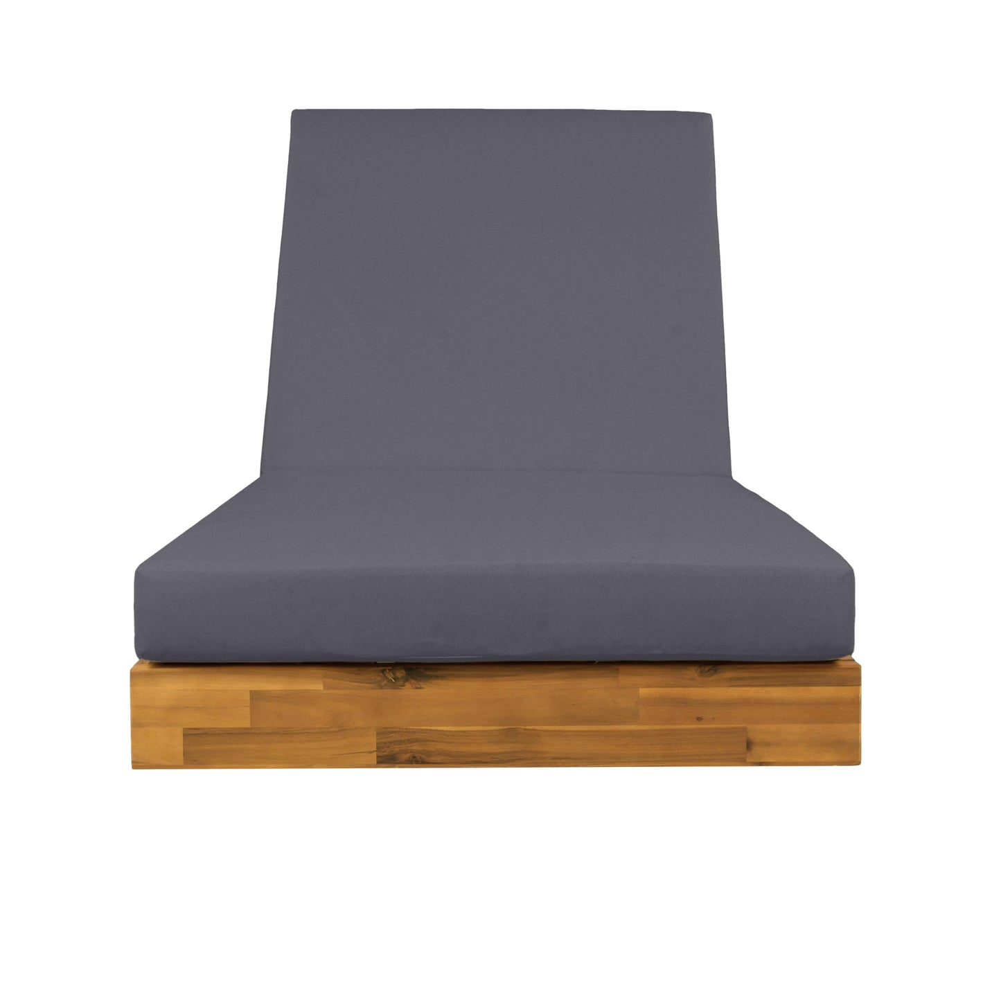 Christopher Knight Home Maril Acacia Wood Chaise Lounge Chair Outdoor, Adjustable Backrest Sun Lounger Recliner, Patio Outdoor Chaise Lounge with 4" Thick Water-Resistant Cushion, Teak+Dark Gray