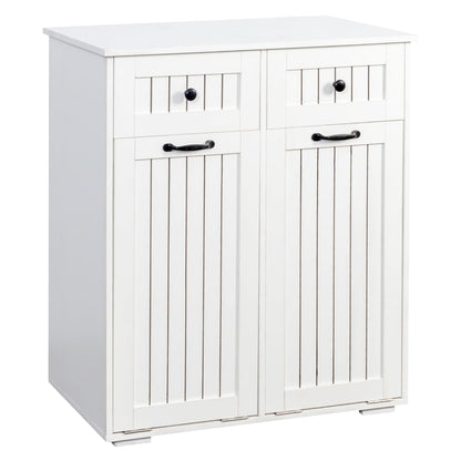 Laundry Cabinet with 2 Removable Laundry Basket 2 Drawers Durable and Easy to Clean Tilt Out Hamper Organization Storage Sorters for Bathroom Living Room Entryway Particle Board White