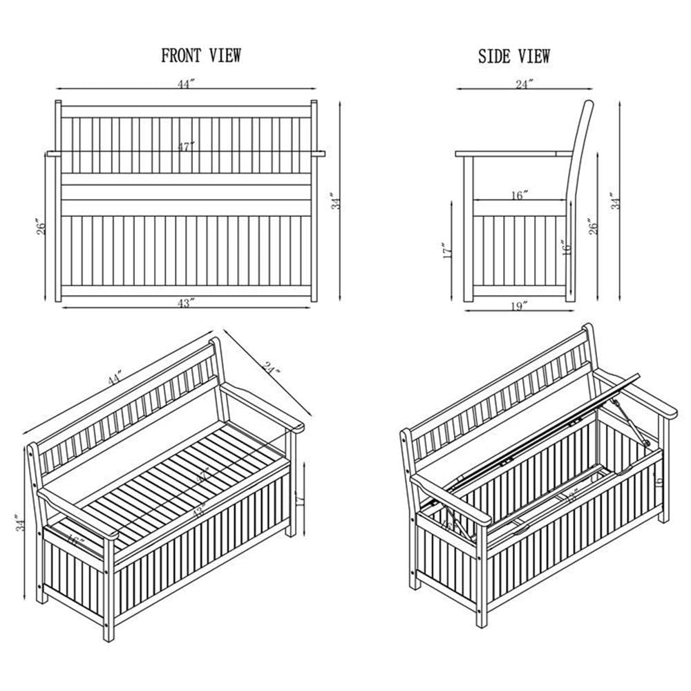 Londonderry 47 in. W Acacia Wood Outdoor Storage Bench, Store Blankets, Cushions, 100% Weather Resistant Wood, Perfect for Modern Garden Setting, Outdoor Furniture, Patio Bench, Garden