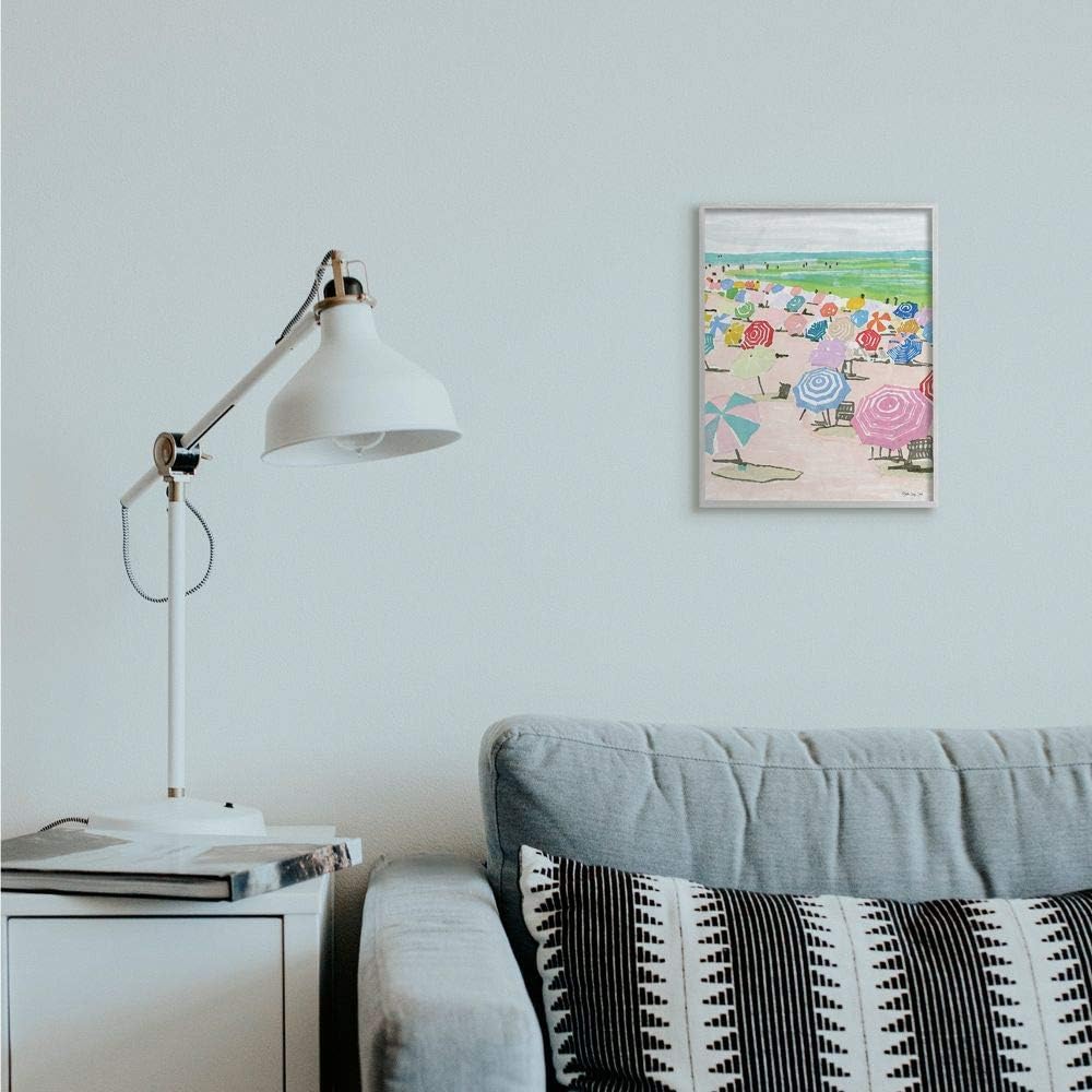 Stupell Industries Pastel Umbrella Beach Watercolor Landscape, Wall Art by Stellar Design Studio 11x14