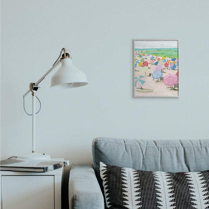 Stupell Industries Pastel Umbrella Beach Watercolor Landscape, Wall Art by Stellar Design Studio 11x14