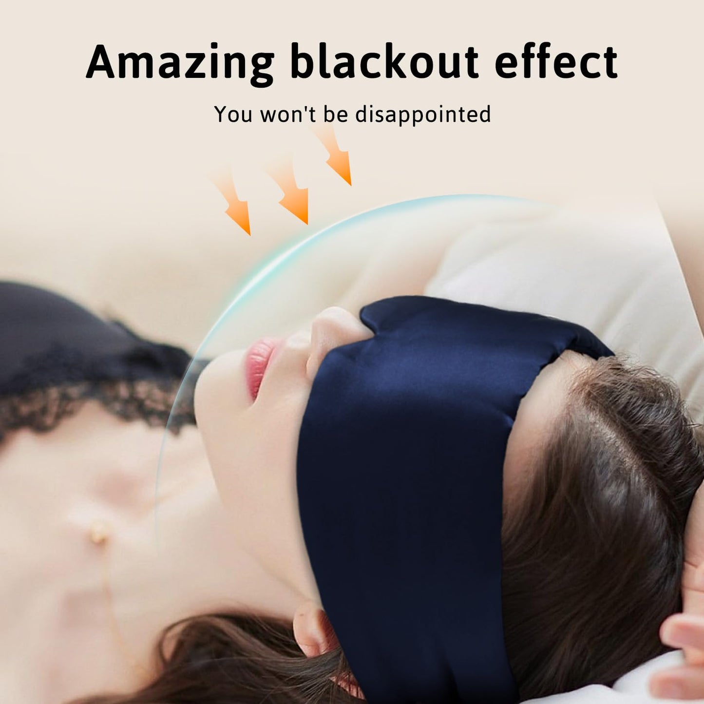 Silk Sleep Mask for Women Men, Mulberry Silk Eye Sleeping Mask & Blindfold with Adjustable Velcro Strap, Blackout Eye Cover for Sleep Travel Yoga Nap, Large Size, Black