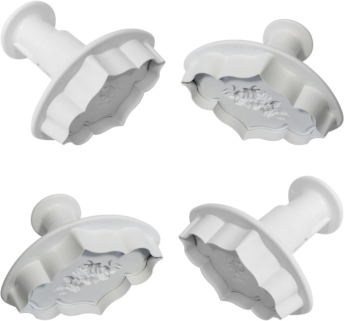 PME Creative Set of 4 Plaque Rose & Plain Embossing Plunger Cutters