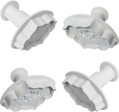 PME Creative Set of 4 Plaque Rose & Plain Embossing Plunger Cutters