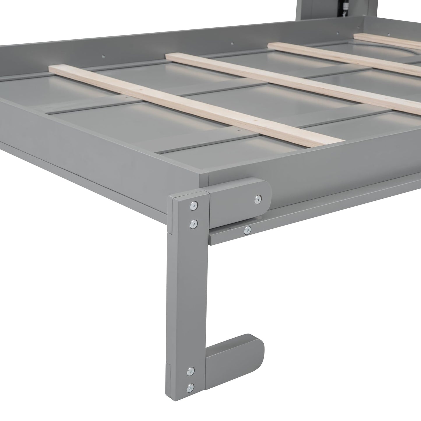 Acosure Full Size Murphy Bed Wall Beds with Storage Shelves,Hide Away Bed Frame Easily Folds into Wood Cabinet,W/Mattress Holder,for Small Space,Guest Room,Apartment,Gray