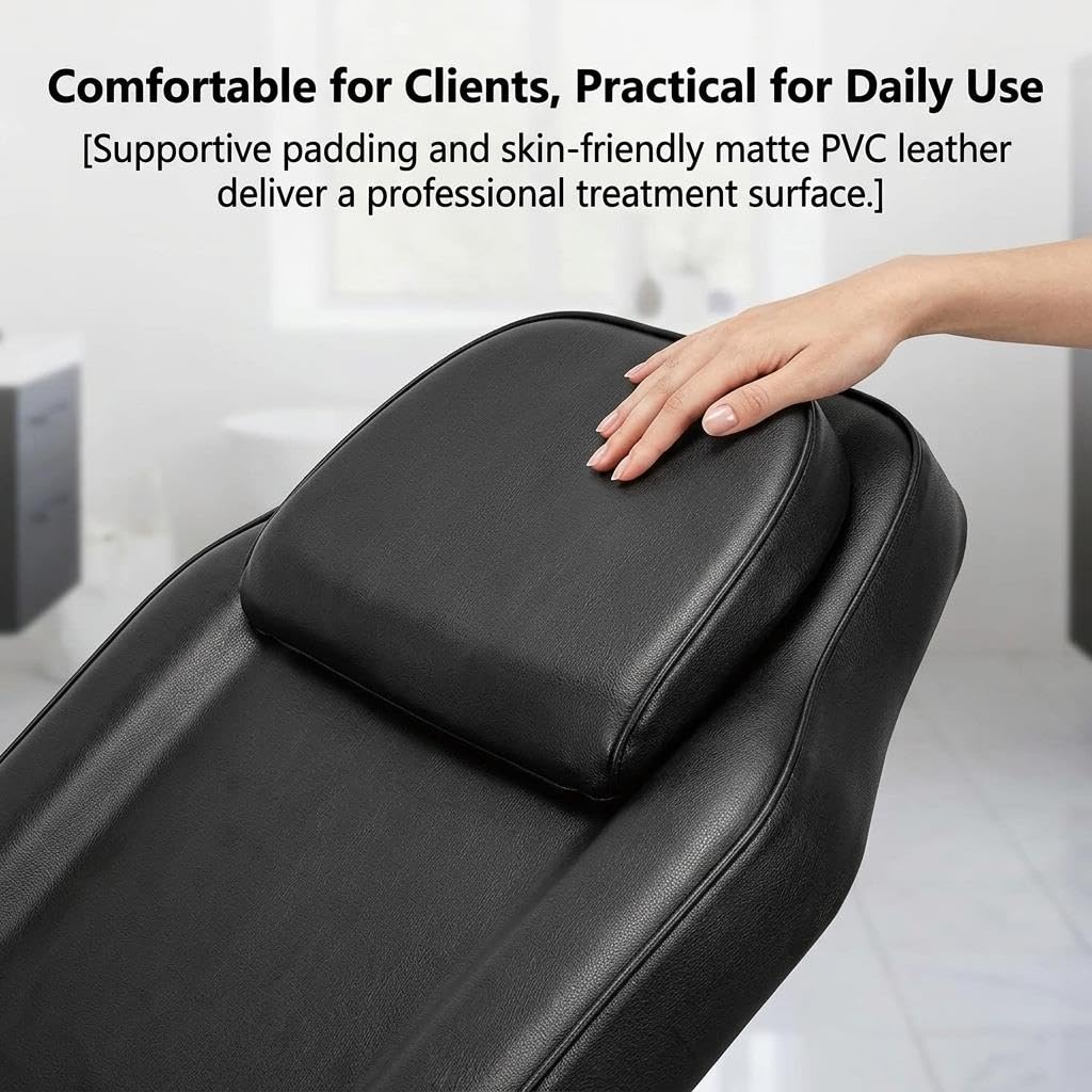 Sturdy Multipurpose Spa Bed, Salon Chair Facial Bed with Hydraulic Rotating Stool, Adjustable 3-Section Spa Massage Table for Tattoo & Beauty Use