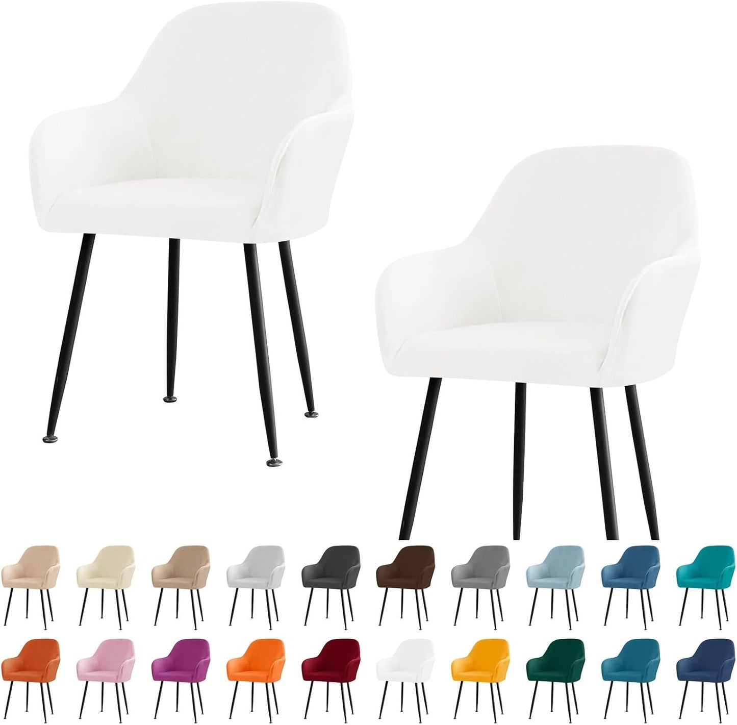 Velvet Curved Back Dining Room Chair Covers with Arms Stretch Swivel Bar Stool Chair Slipcover with Armrest Accent