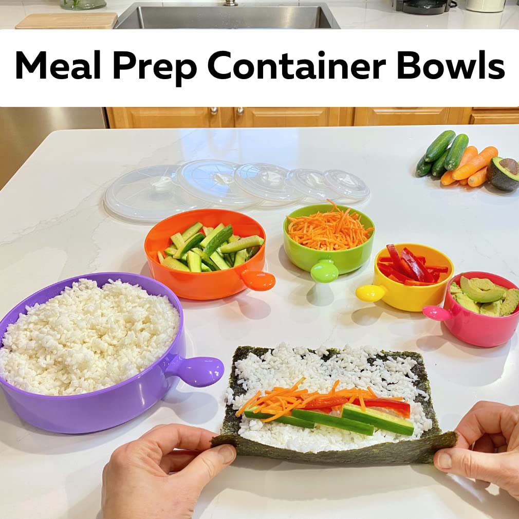 Evelots Microwave Freezer Safe Bowls - 10 Piece Set - With Vented Lids and Handles - Soup Bowls, Ramen, Cookware, Food Container Microwave Safe - BPA Free Plastic