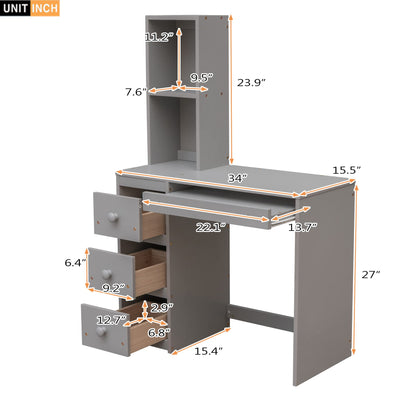 Jintop Twin Size Solid Wood Loft Bed with Storage Staircase and Desk, Bedroom Multifunctional Separable Bed Frame w/Shelves & Drawers,No Box Spring Needed,for Adult Kid Boy Girl,Gray