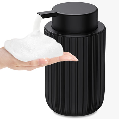 Ceramic Foaming Soap Dispenser, 12 oz Bathroom Foam Hand Soap Dispenser, Refillable Lotion Soap Dispenser with Removable Pump for Kitchen Hand Wash Dispenser, Modern Home Decor(2Pack-Black)