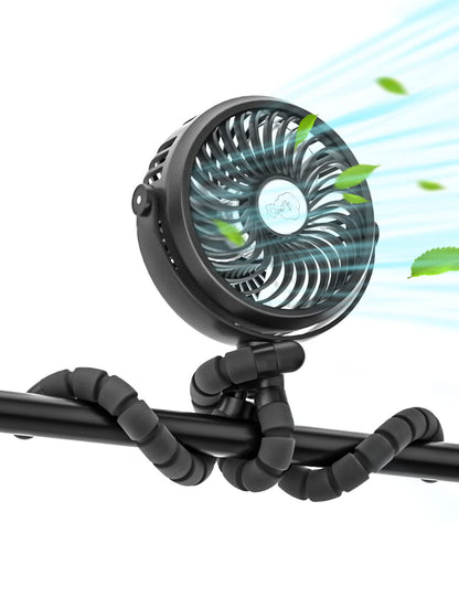 neofeel Baby Stroller fan, 12hrs Battery Rechargeable Fan, Portable Fan with Flexible & Windable Tripod, 3 Speeds and LED Lighting Available…