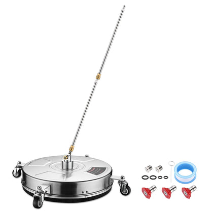 TRELVEX Pressure Washer Surface Cleaner with 4 Wheels 4000 PSI Stainless Steel Housing 1.8 to 3.7 GPM Water Flow Pressure Washer Attachment 1/4" Quick Connector for Patios, Driveways (18")