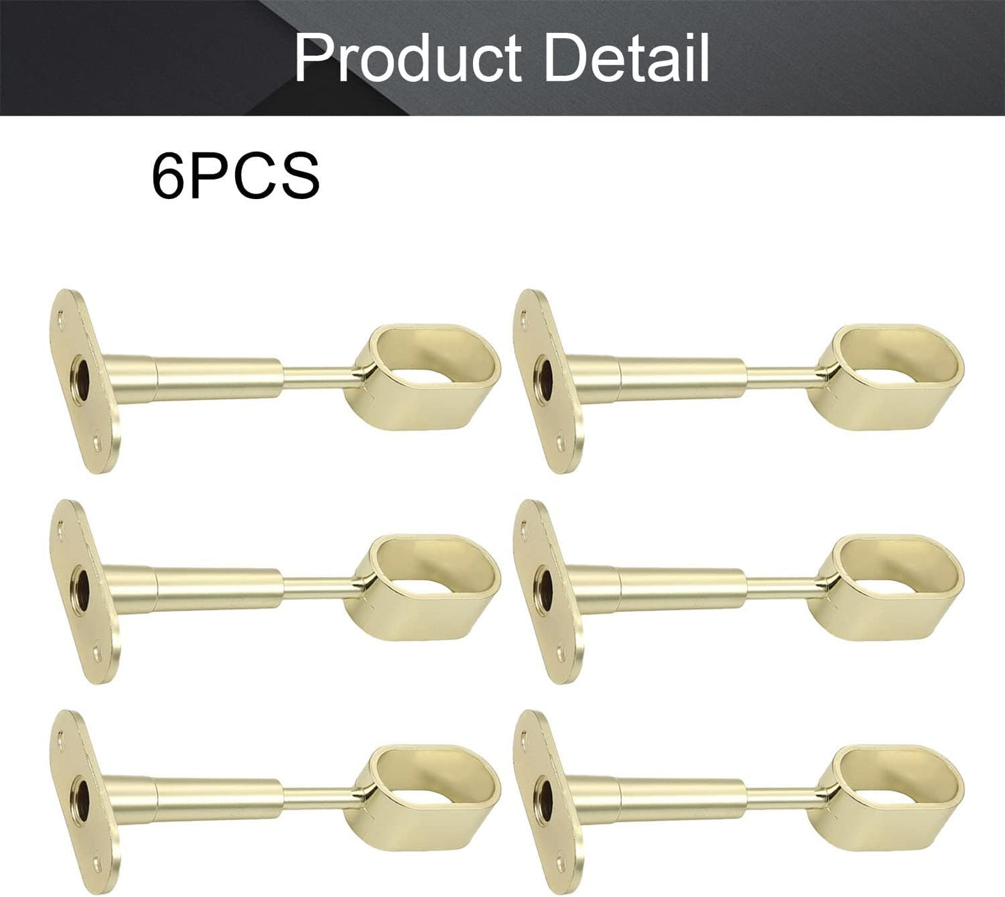MroMax Shower Curtain Rods, Wall Mounted Support Bracket for Pipe Diameter 0.63" x 1.18" (Golden Tone, 4pcs)