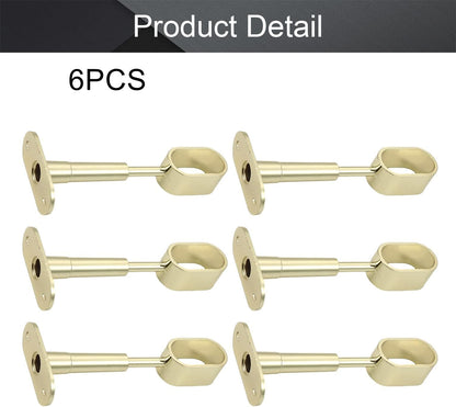 MroMax Shower Curtain Rods, Wall Mounted Support Bracket for Pipe Diameter 0.63" x 1.18" (Golden Tone, 4pcs)