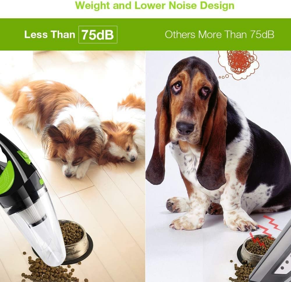 Handheld Vacuum Cleaner, Cordless Wet Dry Portable Hand Held Vacuum with 4Kpa Powerful Suction for Pet Hair