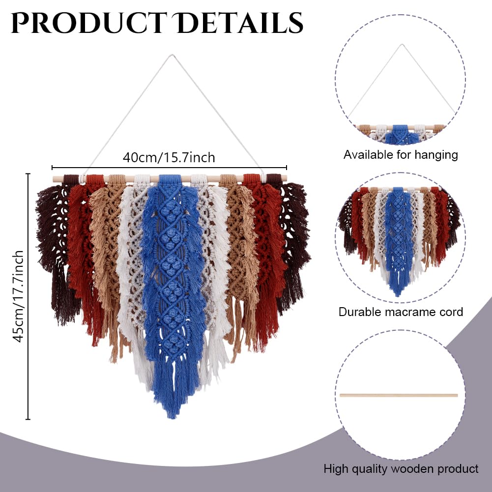 FREEBLOSS Large Macrame Leaf Wall Hanging Kit Leaf Woven Tapestry Bohemian Handmade Leaf Feather Wall Art Decorations Boho Wall Hanging Feather for Apartment Dorm Living Room
