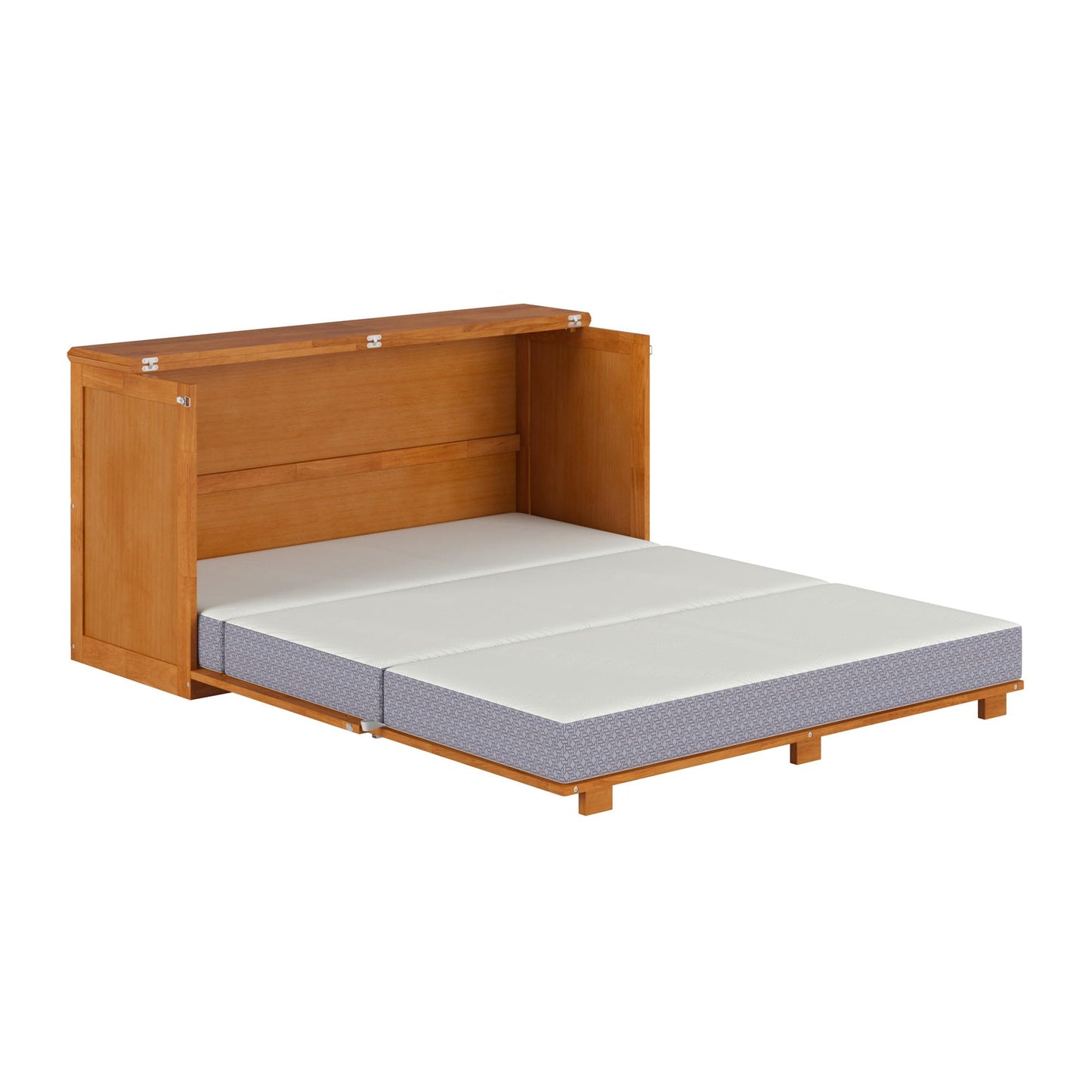 AFI Westfield Queen Murphy Bed Chest with 6-Inch Folding Mattress, Light Toffee