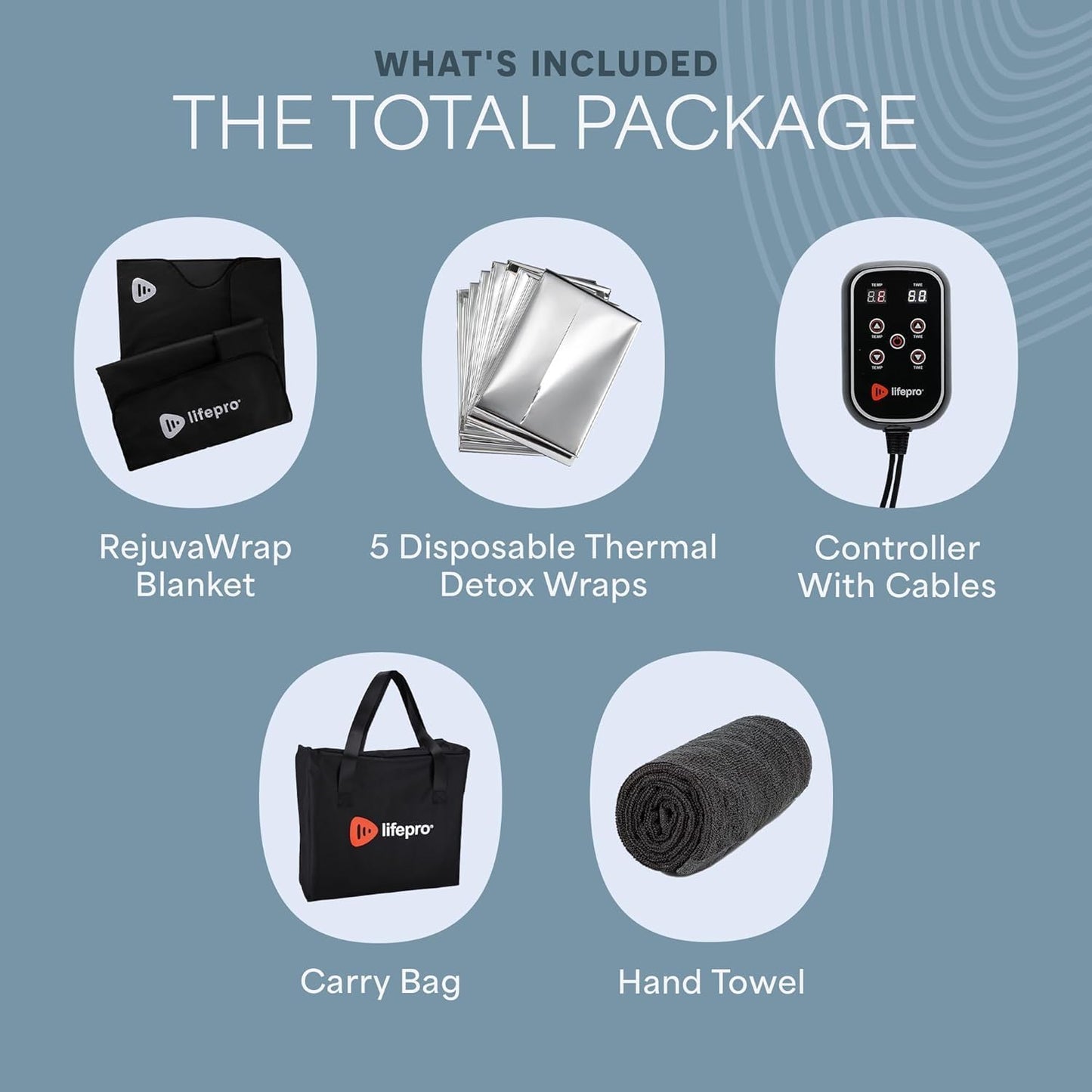 Lifepro RejuvaWrap Infrared Sauna Blanket for Detox & Relaxation – Low EMF Carbon Fiber Heating, 9 Temp Levels, 5 Colors – Portable Sauna Blanket Infrared with Waterproof Interior & Carry Bag
