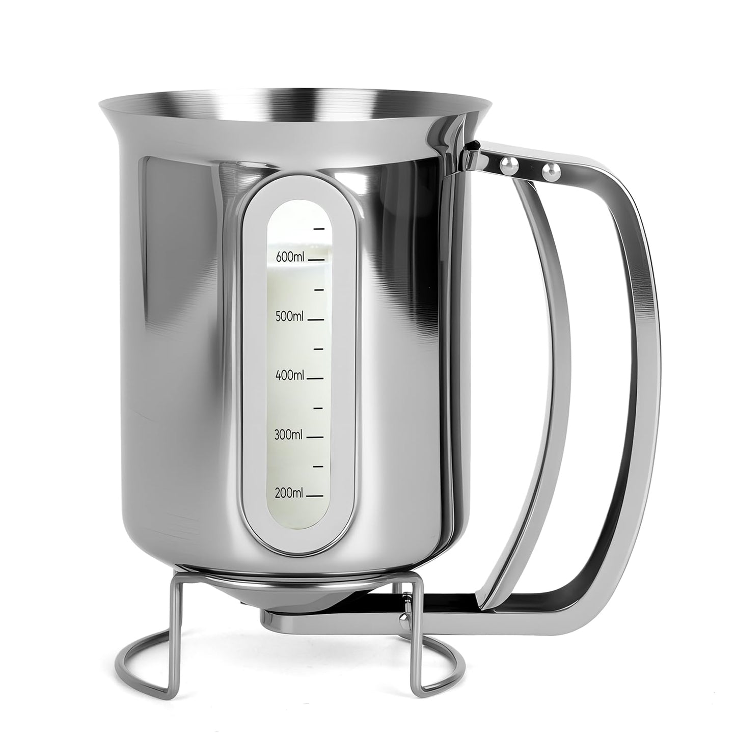 32oz 900ml Pancake Batter Dispenser, Stainless Steel Batter Dispenser with Handle, Visible Scale, Pancake Mix Dispensers for Funnel Cake, Pancakes, Cupcakes, Waffles, Crepes