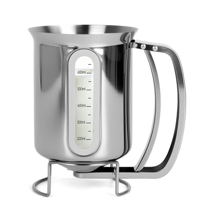 32oz 900ml Pancake Batter Dispenser, Stainless Steel Batter Dispenser with Handle, Visible Scale, Pancake Mix Dispensers for Funnel Cake, Pancakes, Cupcakes, Waffles, Crepes