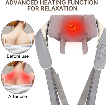 Neck Massager with Heat Function Wireless Portable Neck Shoulder Massager,2 Modes 2 Levels Massager Women Men Gift-Home,Car,Office